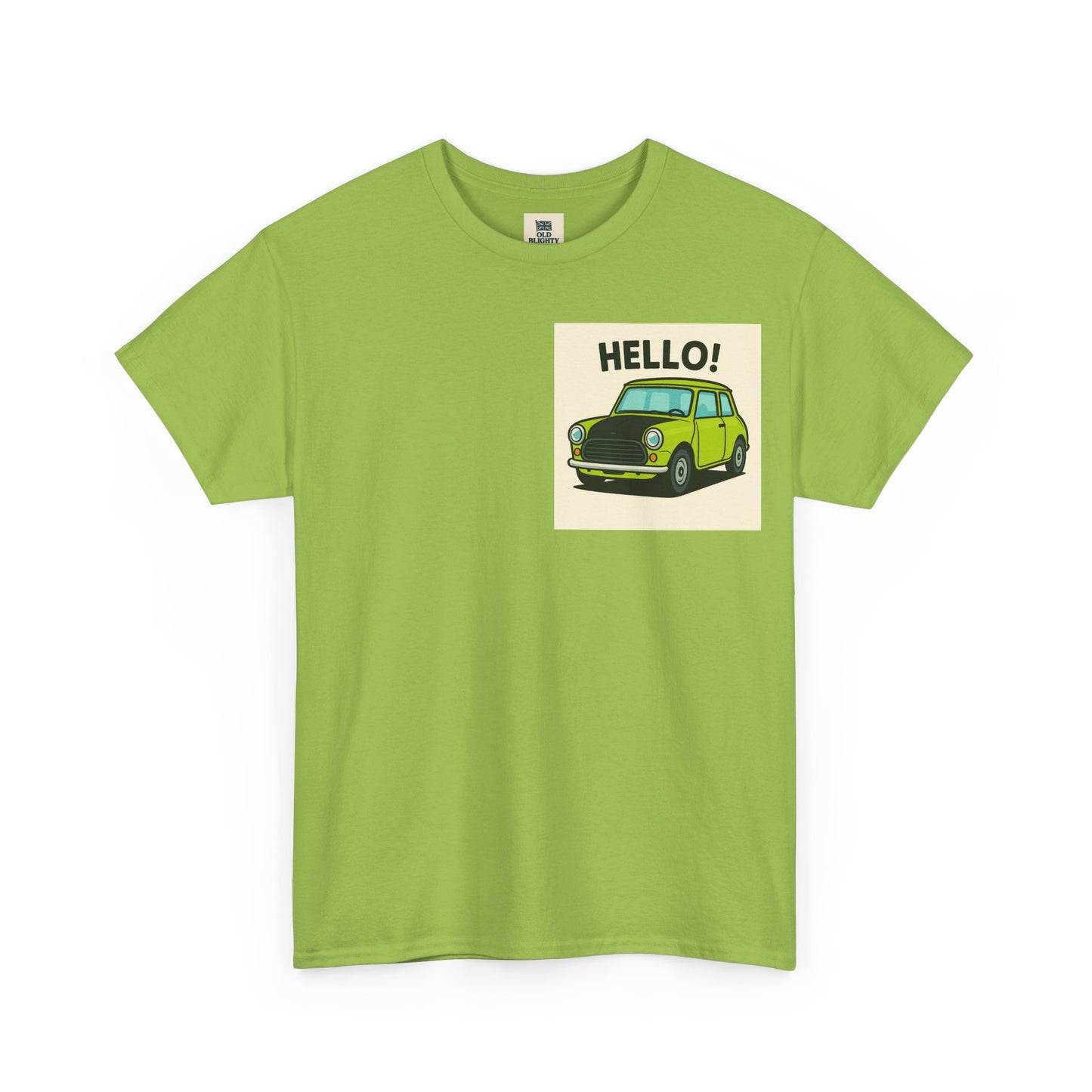 Hello! Vintage Car Unisex Heavy Cotton Tee, Graphic Tee, Casualwear, Gift for Car Lovers, Birthday Present, Summer Outfit