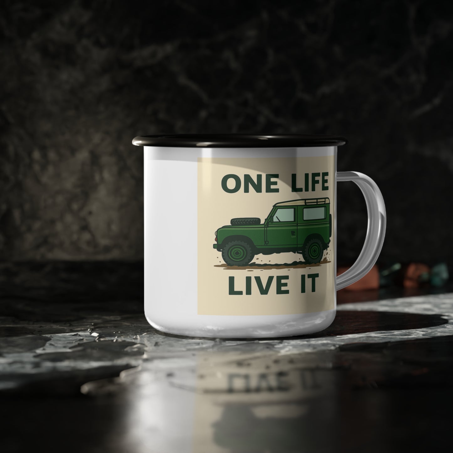 Adventure Enamel Camp Cup - One Life Live It, Outdoor Coffee Mug, Camping Cup, Travel Mug, Gift for Nature Lovers, Road Trip Essentials