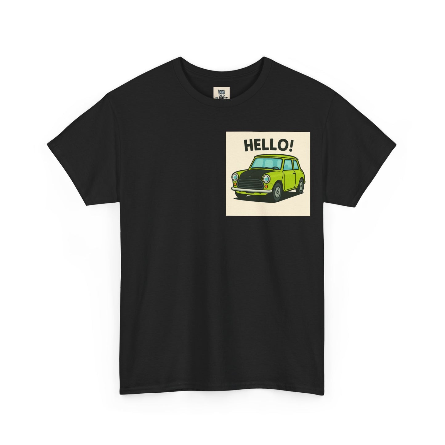 Hello! Vintage Car Unisex Heavy Cotton Tee, Graphic Tee, Casualwear, Gift for Car Lovers, Birthday Present, Summer Outfit