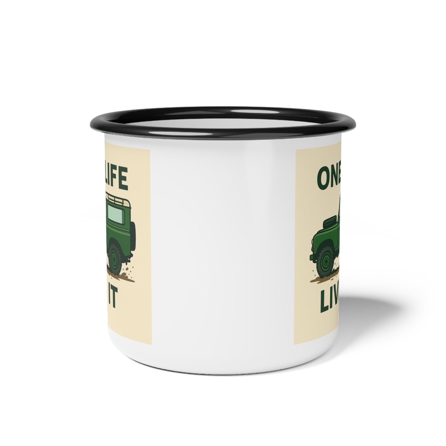 Adventure Enamel Camp Cup - One Life Live It, Outdoor Coffee Mug, Camping Cup, Travel Mug, Gift for Nature Lovers, Road Trip Essentials