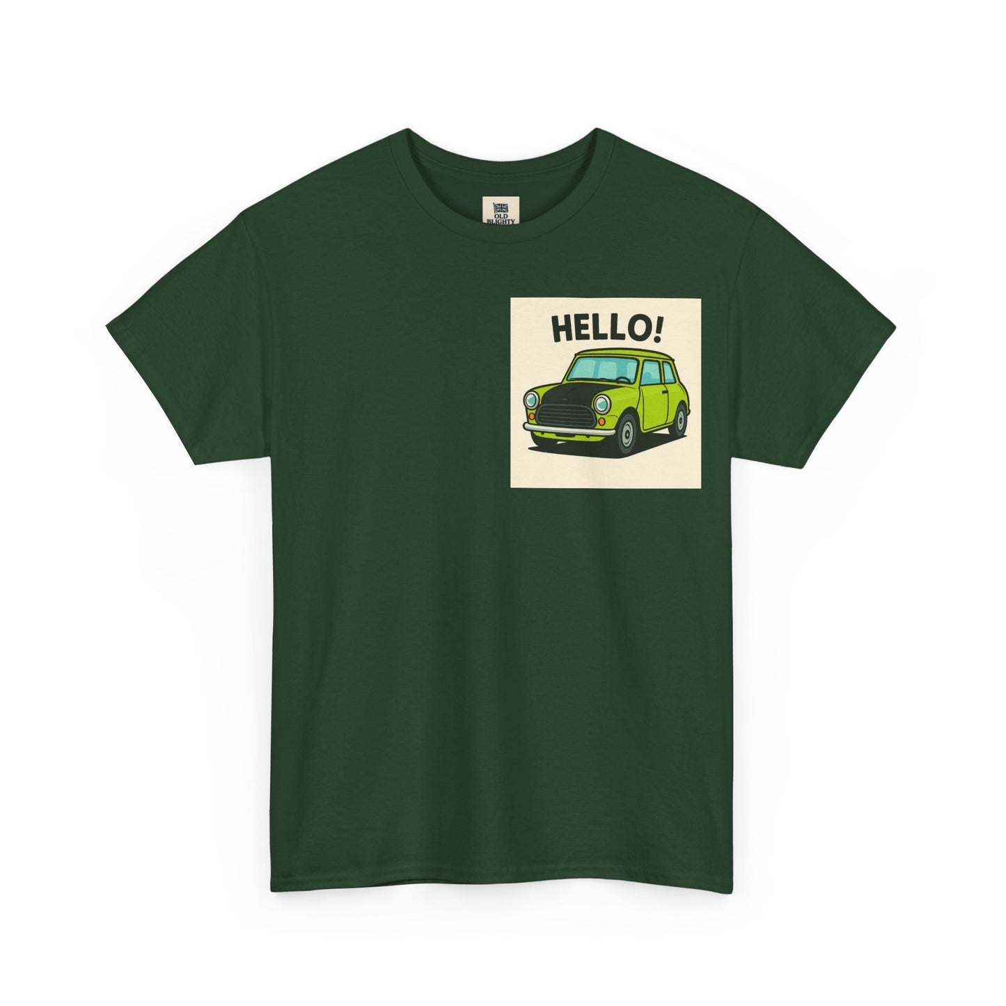 Hello! Vintage Car Unisex Heavy Cotton Tee, Graphic Tee, Casualwear, Gift for Car Lovers, Birthday Present, Summer Outfit