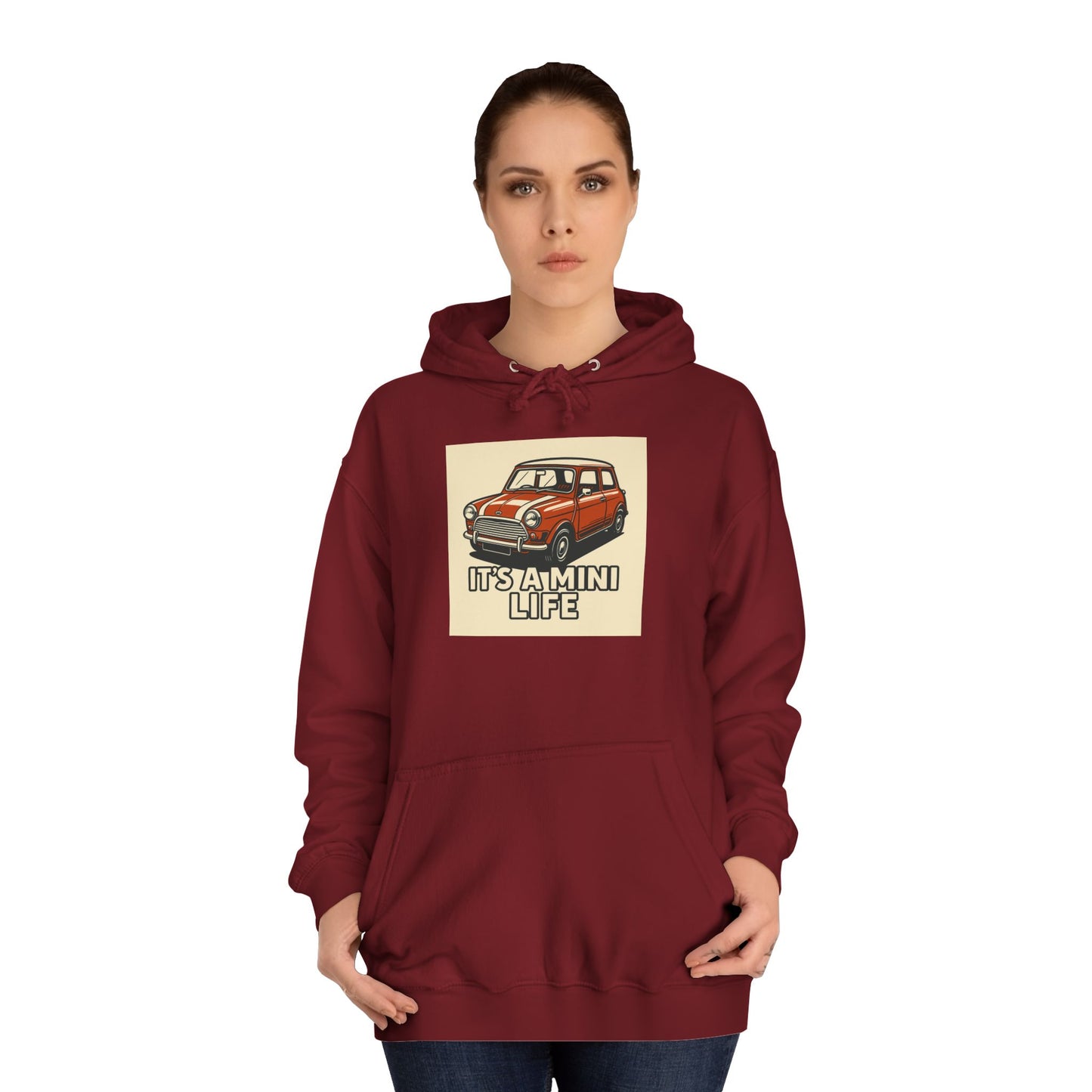 Retro Car Hoodie, Unisex College Hoodie, Funny Auto Gift, Car Enthusiast Sweatshirt, Mini Cooper Apparel, Unique Driving Humor