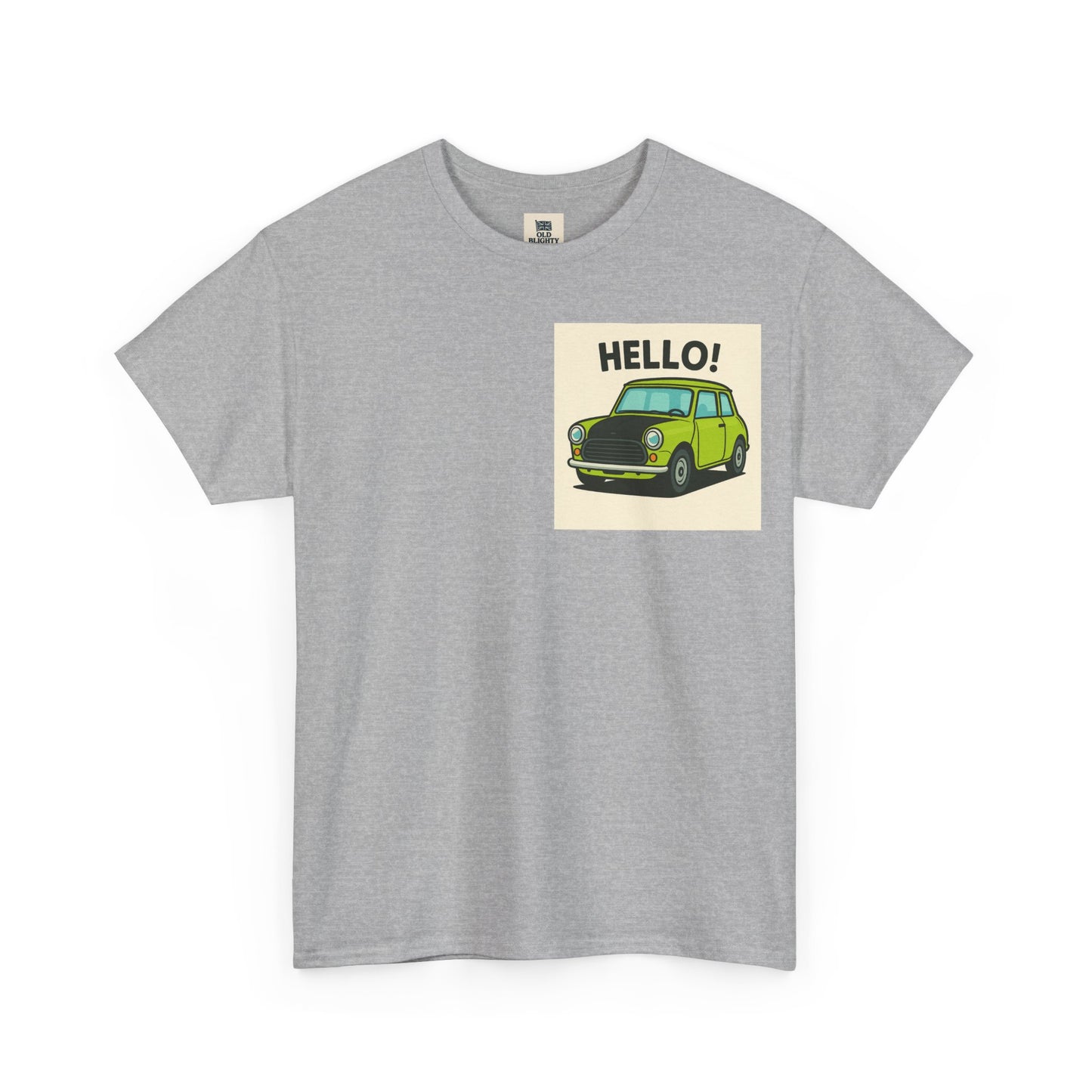 Hello! Vintage Car Unisex Heavy Cotton Tee, Graphic Tee, Casualwear, Gift for Car Lovers, Birthday Present, Summer Outfit