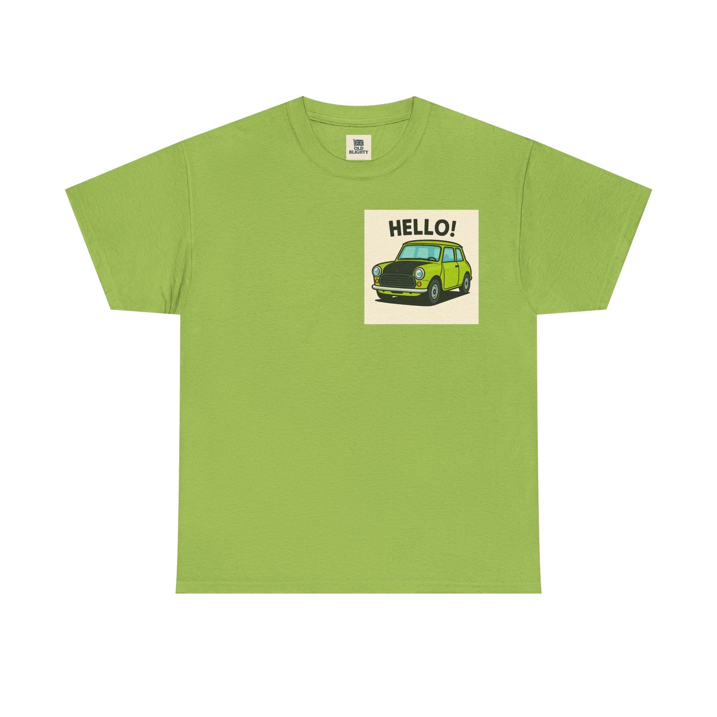 Hello! Vintage Car Unisex Heavy Cotton Tee, Graphic Tee, Casualwear, Gift for Car Lovers, Birthday Present, Summer Outfit