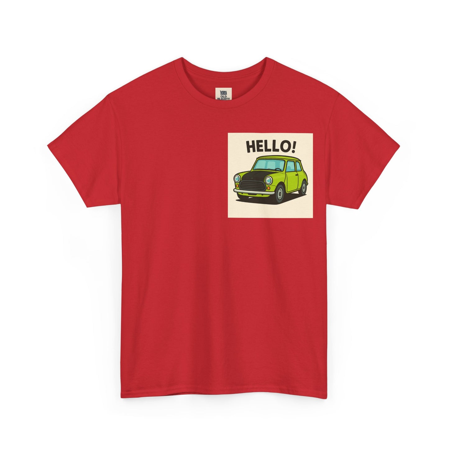 Hello! Vintage Car Unisex Heavy Cotton Tee, Graphic Tee, Casualwear, Gift for Car Lovers, Birthday Present, Summer Outfit