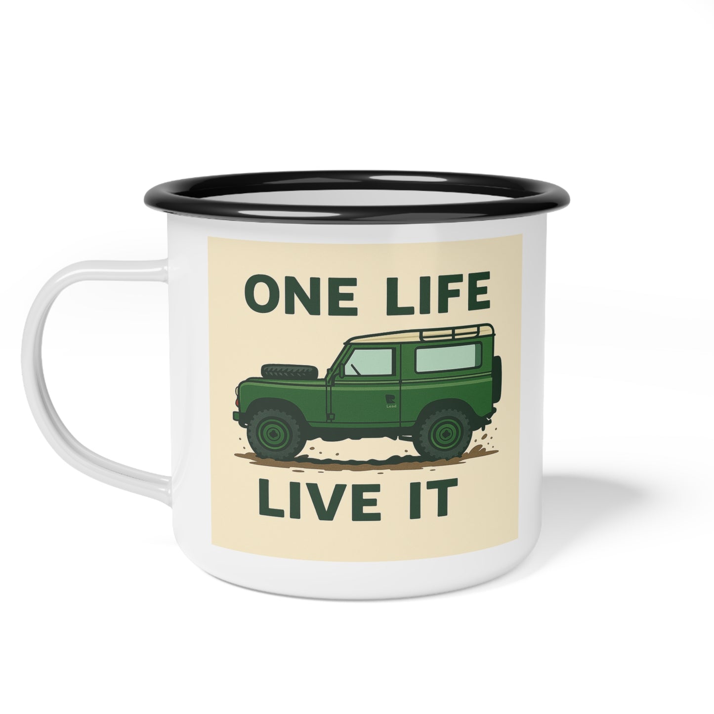 Adventure Enamel Camp Cup - One Life Live It, Outdoor Coffee Mug, Camping Cup, Travel Mug, Gift for Nature Lovers, Road Trip Essentials