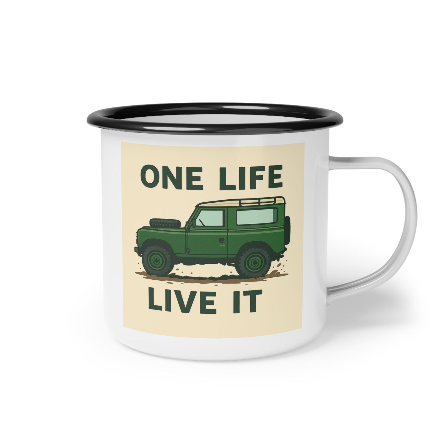 Adventure Enamel Camp Cup - One Life Live It, Outdoor Coffee Mug, Camping Cup, Travel Mug, Gift for Nature Lovers, Road Trip Essentials
