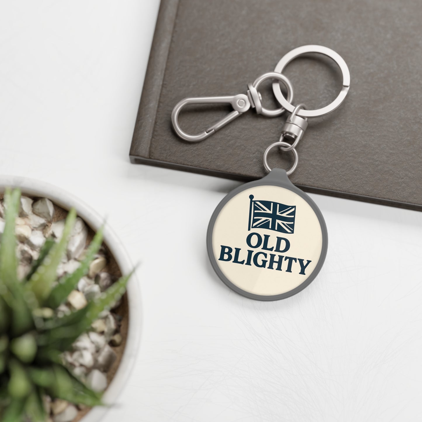 British Flag Keyring Tag, Old Blighty Keychain, UK Souvenir, Personalized Keyring, Travel Gift, Unique Keychain