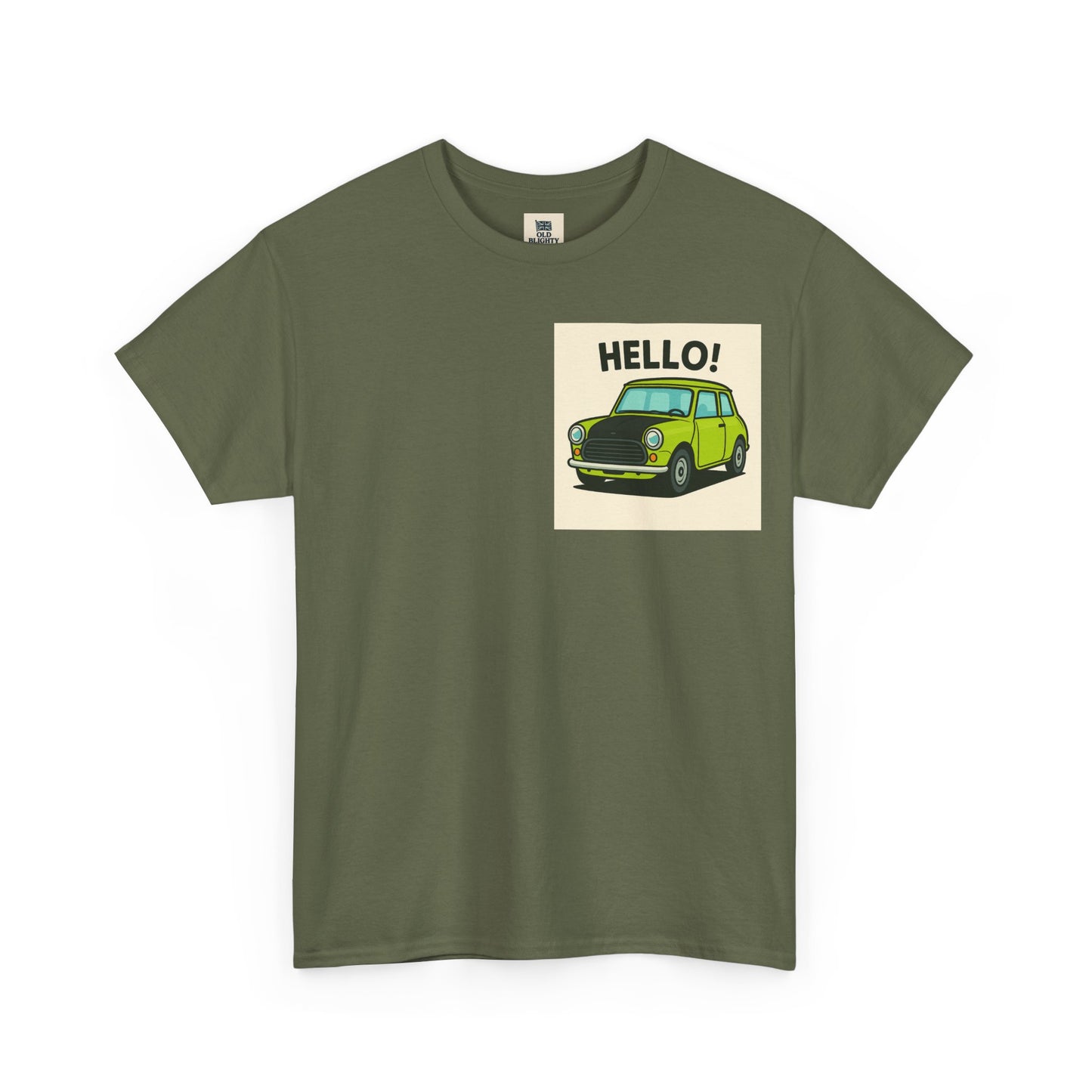 Hello! Vintage Car Unisex Heavy Cotton Tee, Graphic Tee, Casualwear, Gift for Car Lovers, Birthday Present, Summer Outfit