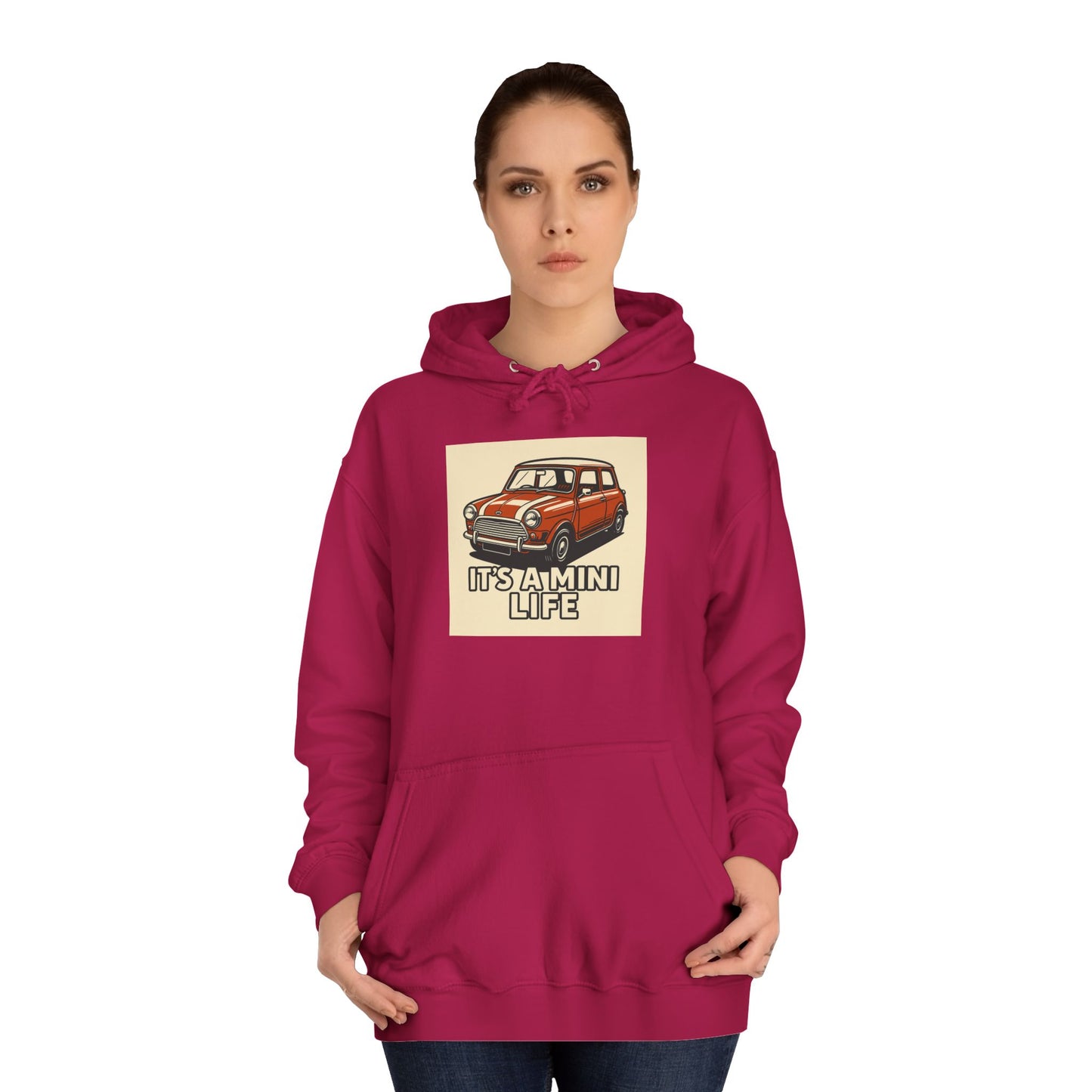 Retro Car Hoodie, Unisex College Hoodie, Funny Auto Gift, Car Enthusiast Sweatshirt, Mini Cooper Apparel, Unique Driving Humor