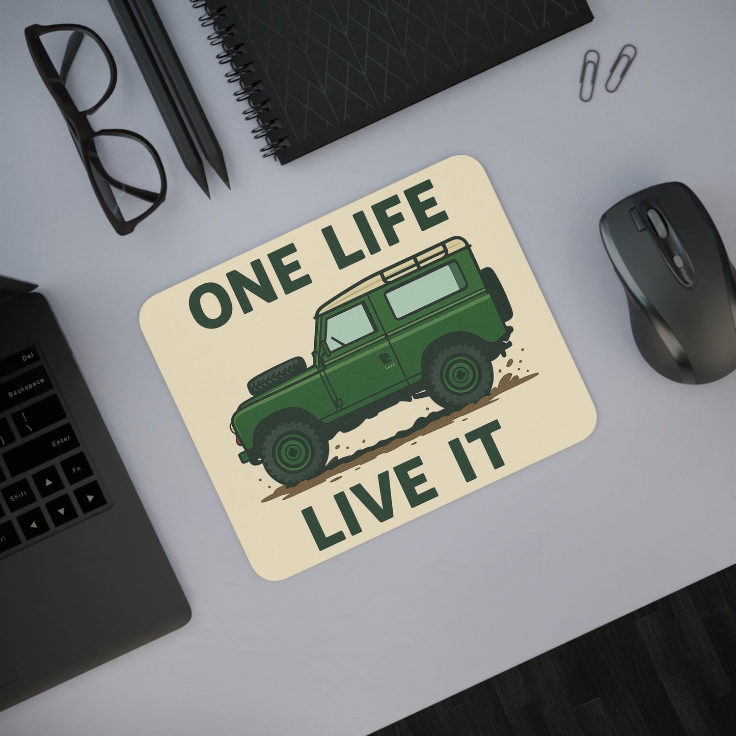 Adventure Inspired Desk Mouse Pad - One Life Live It, Gaming Accessory, Office Decor, Gift for Adventurers, Nature Lovers