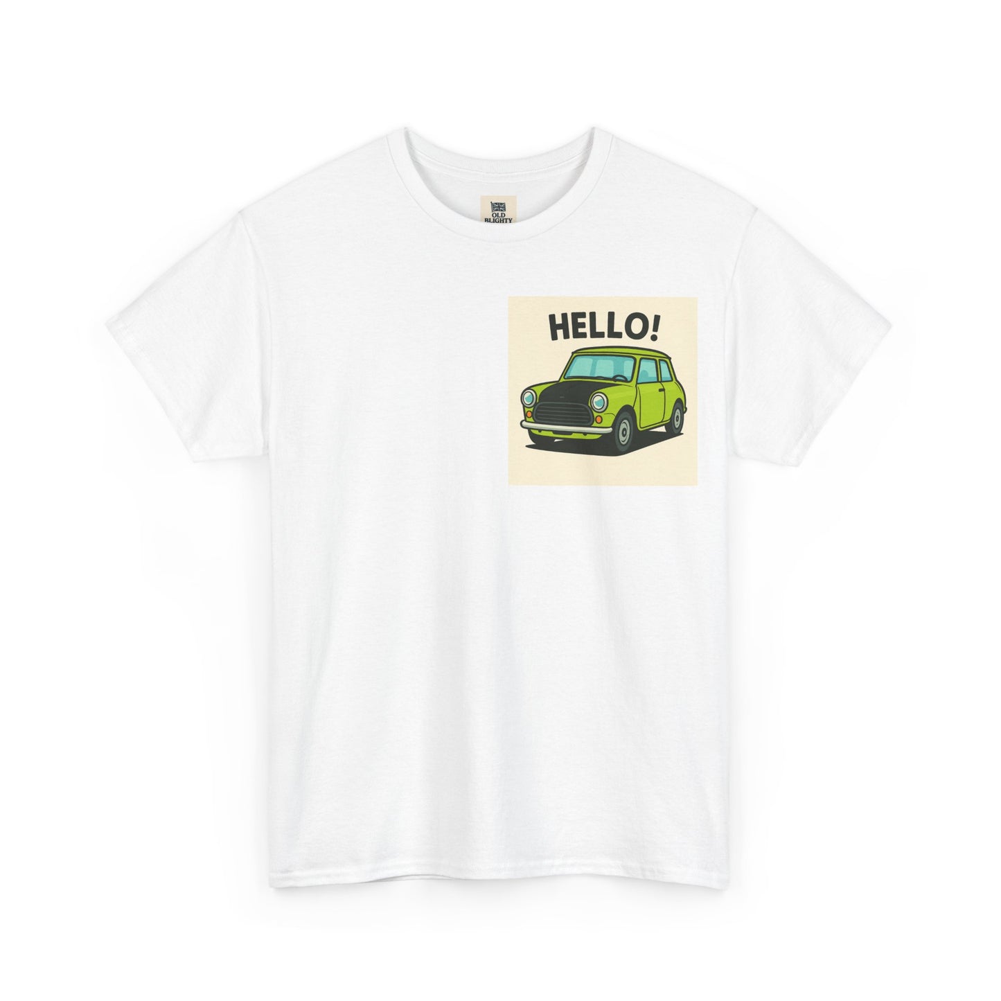 Hello! Vintage Car Unisex Heavy Cotton Tee, Graphic Tee, Casualwear, Gift for Car Lovers, Birthday Present, Summer Outfit