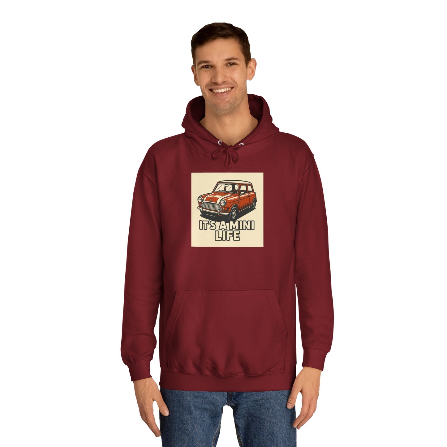 Retro Car Hoodie, Unisex College Hoodie, Funny Auto Gift, Car Enthusiast Sweatshirt, Mini Cooper Apparel, Unique Driving Humor