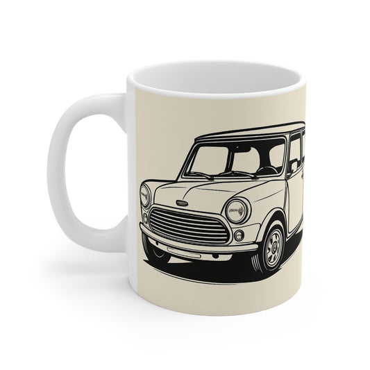Vintage Car Lover's 11oz White Mug, Classic Mini Mug, Perfect Gift for Car Enthusiasts, Birthday, Father's Day, Coffee Cup