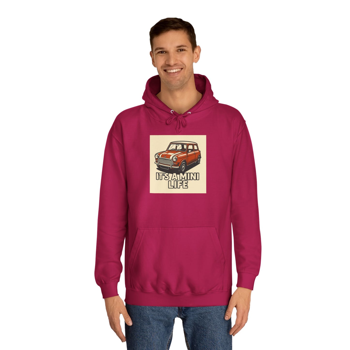 Retro Car Hoodie, Unisex College Hoodie, Funny Auto Gift, Car Enthusiast Sweatshirt, Mini Cooper Apparel, Unique Driving Humor