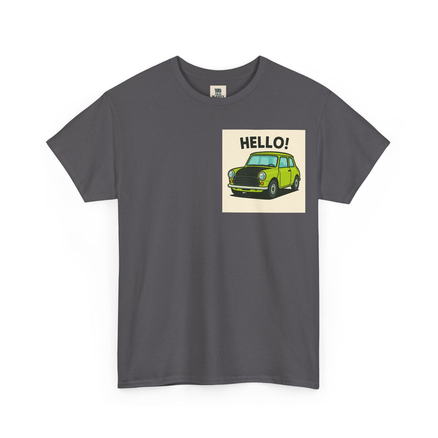 Hello! Vintage Car Unisex Heavy Cotton Tee, Graphic Tee, Casualwear, Gift for Car Lovers, Birthday Present, Summer Outfit