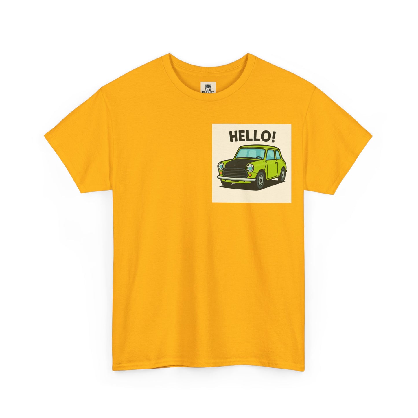 Hello! Vintage Car Unisex Heavy Cotton Tee, Graphic Tee, Casualwear, Gift for Car Lovers, Birthday Present, Summer Outfit