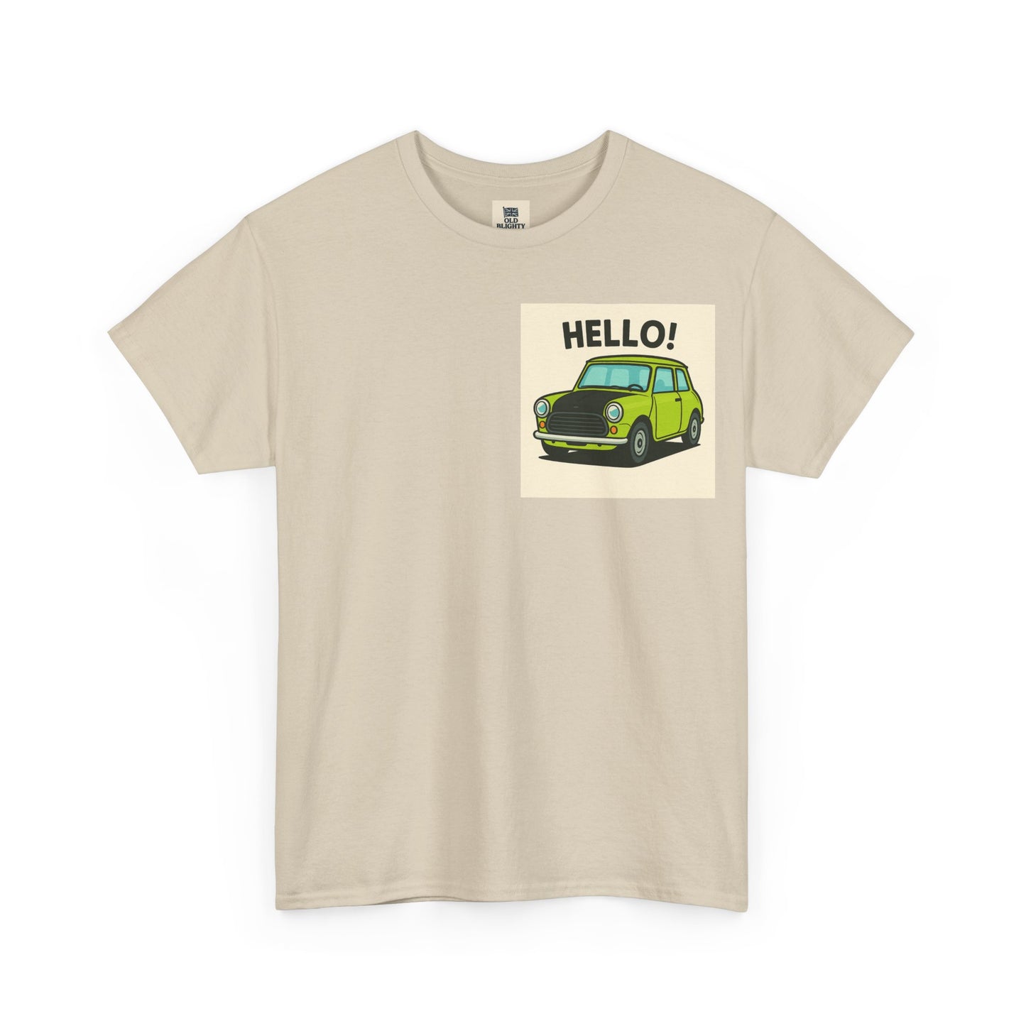 Hello! Vintage Car Unisex Heavy Cotton Tee, Graphic Tee, Casualwear, Gift for Car Lovers, Birthday Present, Summer Outfit