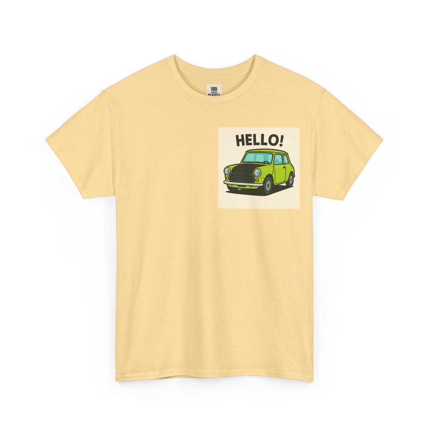 Hello! Vintage Car Unisex Heavy Cotton Tee, Graphic Tee, Casualwear, Gift for Car Lovers, Birthday Present, Summer Outfit